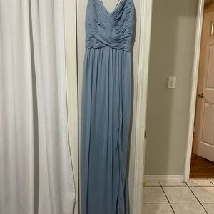 Blue Sleeveless Cowl Neck Maxi Gown for Weddings